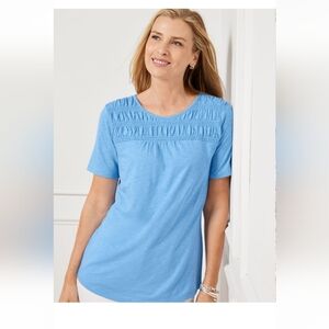 Talbots Sky Blue Smocked Top
